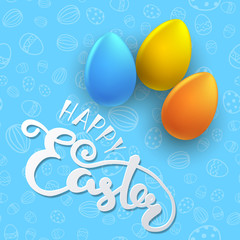Easter seamless vector pattern with color eggs.