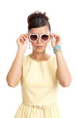 the young woman in sunglasses