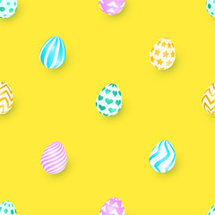 Seamless Easter surface pattern with colorful eggs. Vector illustration