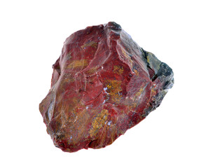 Obraz premium macro shooting of specimen natural rock - red jasper stone samples isolated on white background