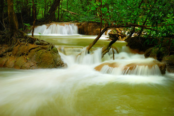 Cascading waterfall at Um Phang Wildlife Sanctuary in Thailand with long exposure shutter speed No.2