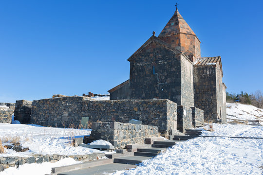 Sevan temple complex on the peninsula of the Lake Sevan, Armenia