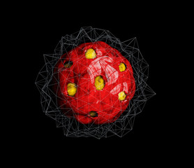 Encapsulated Virus cell in the human organism, 3d illustration of virus cell