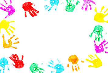 Hand prints of child isolated on a white