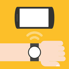 Connection, watch connects to phone, data transmission