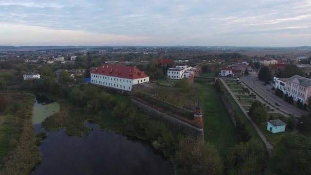 Castle in Dubno, Ukraine, aerial, panorama