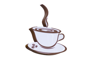 Signboard of coffee with steam