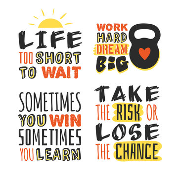 Set of text templates for designs, Sport Motivation Quote, Positive typography