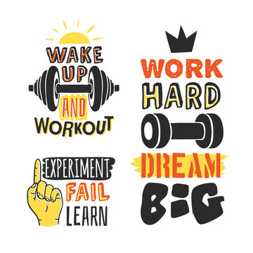 Set of text templates for design, Sport Motivation Quote, Positive typography