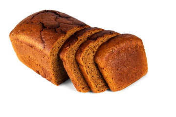 Brown bread on white background