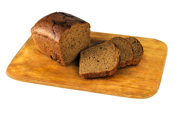 Chopped brown bread on a board
