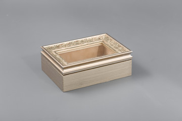 Beautiful simple hand-made boxes on a gray background