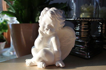 cherub statuette - white figure, beautiful decoration, art