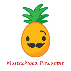 Card Pineapple Emotions. Vector illustration.