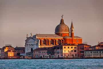 Fototapeta na wymiar Redentore.Sestiere Giudecca Church Facing Grand Canal in Venice, Italy