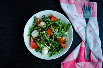 Fresh, summer salad with arugula leaves