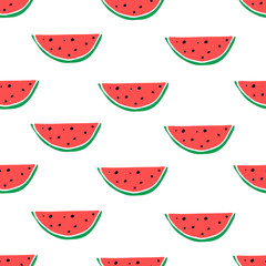 Watermelon hand drawn seamless pattern.