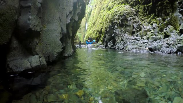 Wading through Oneonta Gorge