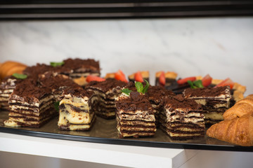 Delicious sweet chocolate cake. cuisine dessert.
