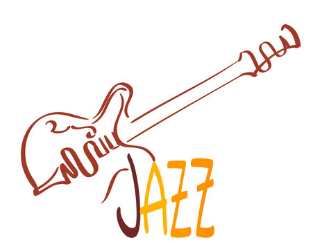 vintage guitar and jazz music sign. vector illustration