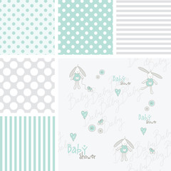 Set of baby shower patterns. Semless patterns.