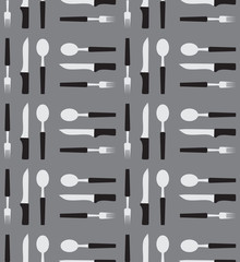 Seamless texture with a pattern of a spoon fork and knife, vector illustration