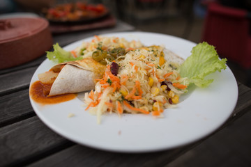 Taco salad with fresh vegetables