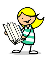 Mädchen mit Buch beim Lesen lernen