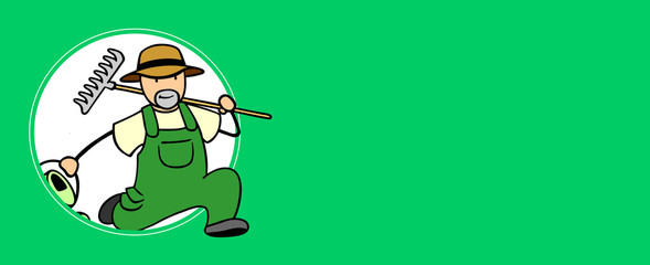 Schneller Gärtner mit Harke