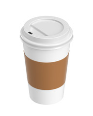 paper coffee cup isolated on white background, 3D rendering