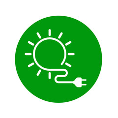 Icono plano energia solar blanco en circulo verde