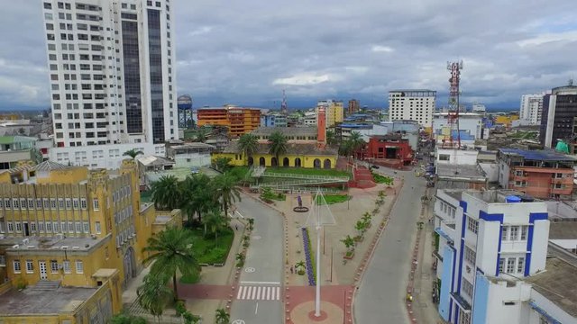 aerial footage of buenaventura and its streets