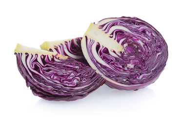 Fototapeta premium Purple cabbage slice on white background