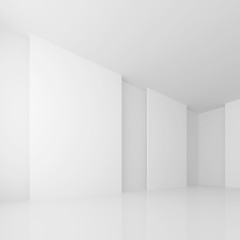 3d Rendering of Abstract Gallery Interior. White Retro Architecture Background