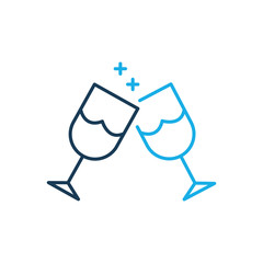 Clink glasses Line Icon Style