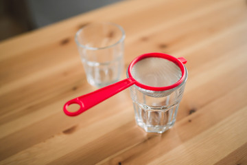 Juice strainer on a table