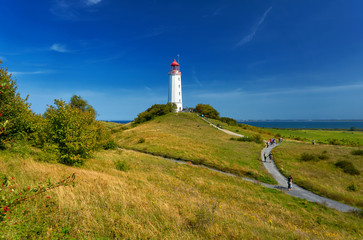 Fototapeta na wymiar famous white lighthouse tourism sight close to Kloster