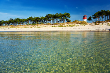 lighthouse Gellen on lonely summer beach