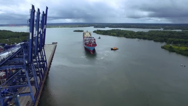 Aerial Port Buenaventura Colombia Ship