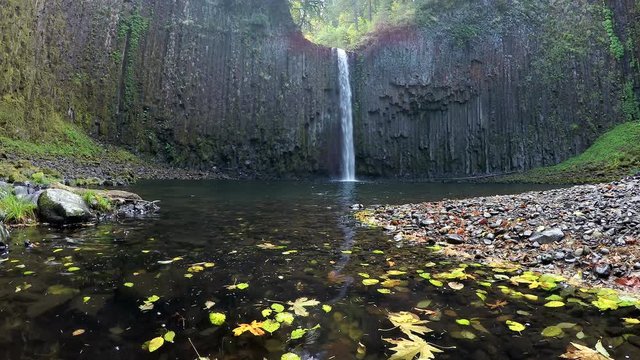Wide shot of Abiqua Falls in the Fall