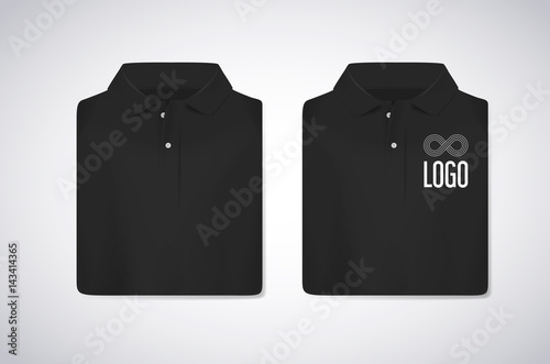 Download "Black folded polo shirts mockup with logo for advertising ...