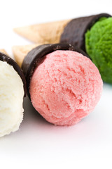 Ice cream cones isolated on white background

