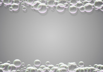 Soap bubbles abstract background with rainbow colored airy foam