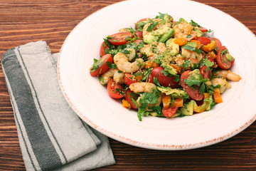 Shrimp and avocado salad with tomato