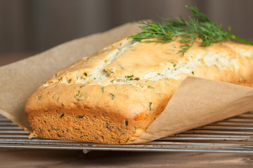 Homebaked Cake With Parmesan, Dill, Chives.