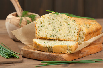 Homebaked Cake With Parmesan, Dill, Chives.