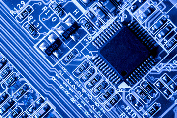 Close up of Electronic Circuits in Technology on  
Mainboard (Main board,cpu motherboard,logic...