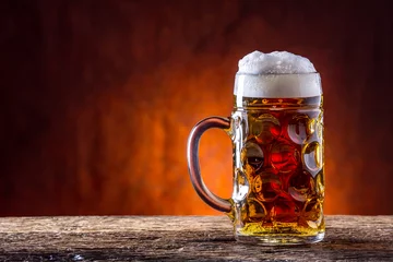 Foto op Plexiglas Beer. Draft beer. Draft ale. Golden beer. Golden ale. Two gold beer with froth on top. Draft cold beer in glass jars in home pub hotel or restaurant. © weyo