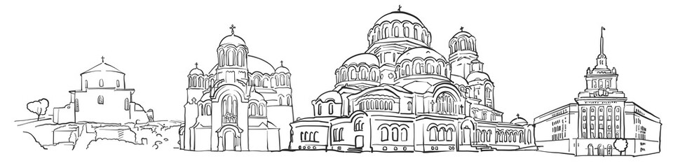 Sofia Bulgaria Panorama Sketch