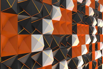 Pattern of black, white and orange pyramid shapes